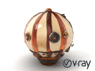 Steampunk Balloon Ornate Brass Rimmed Model Pack Low-poly 3D model