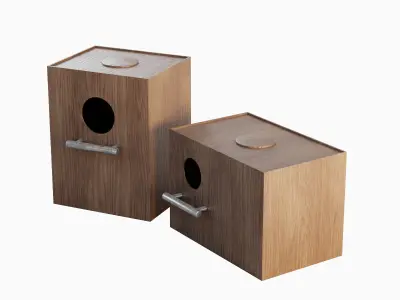 Wooden Birdhouse E 04 Low-poly 3D model