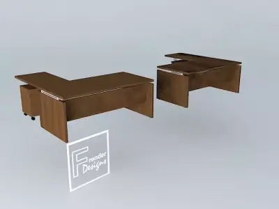 OFFICE DESK with MOBILE PEDESTAL-1800x1900x735mmH Free 3D model