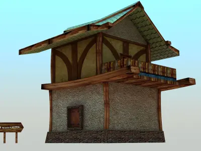 Medieval Little House Low-poly 3D model