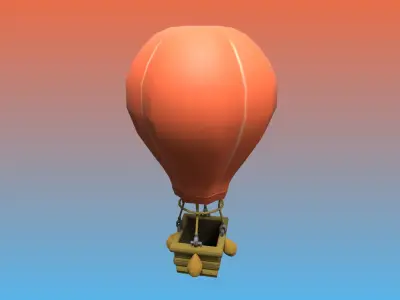 Low poly Hot Air Balloon 3D game model Low-poly 3D model