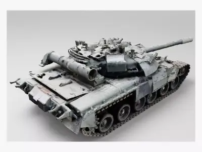 Russian T-72 tank destroyed by Ukrainian army 3D model