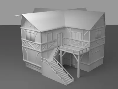 Medieval Tavern Low-poly 3D model
