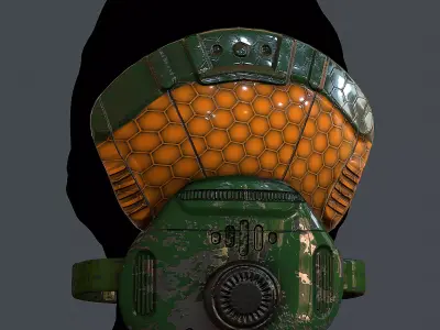 Gas mask helmet 3d model scifi Low-poly Low-poly 3D model