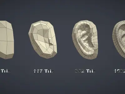 Base Mesh Pack - Ears Free low-poly 3D model