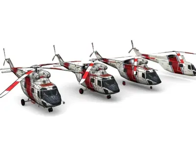 Sokol PZL W-3 Low-poly 3D model