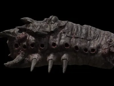 Mutant alien worm Low-poly 3D model