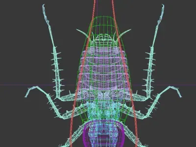 Cockroach beetle on table 3D model