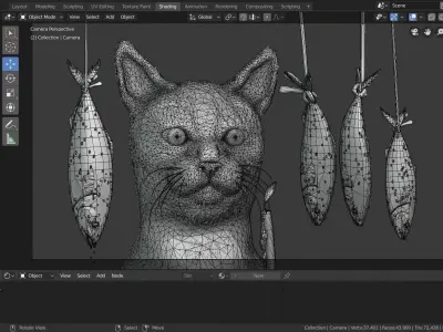 black lucky cat 3D model