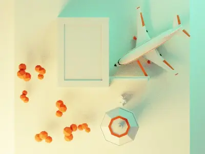 Isometric Airport terminal  Low-poly 3D model