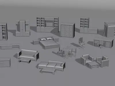 Modern Home Furniture Pack Low-poly 3D model