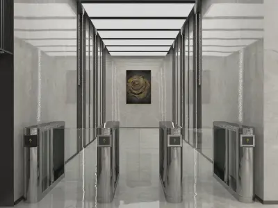 Lobby with Lounge and Elevator Hall 3D model