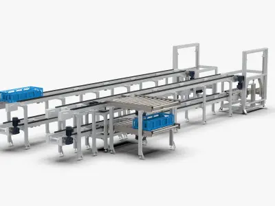 Double Layer Return and Double Speed Chain Assembly Line 3D model