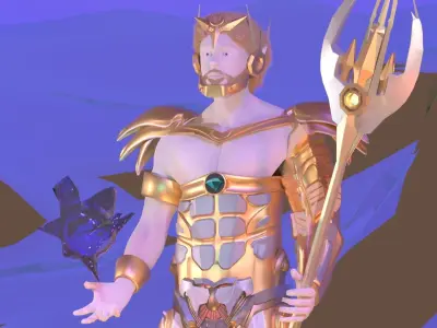 Atlant mermaid holding spear 3D model