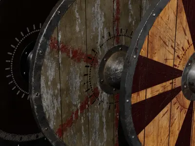 Unique Axe-Shield Low-poly 3D model