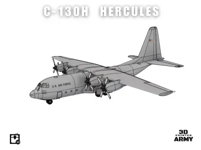 Lockheed C-130H HERCULES - 3D printed scalemodel 3D print model