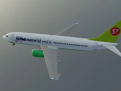 S7 Airlines Boeing 737-800 low poly 3D model  Low-poly 3D model