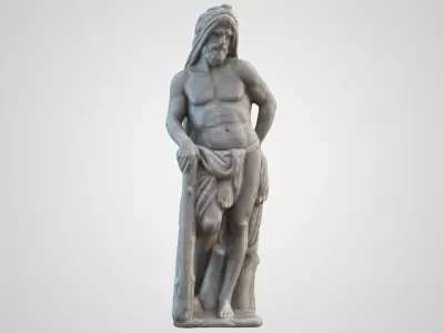 Hercules with Lion Skin Garden Statue 3D model