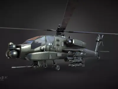 apache attack helicopter ah 64 Low-poly 3D model