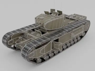 Churchill MK I Infantry Support Heavy Tank Low-poly 3D model