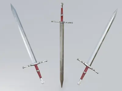 Medieval knight sword Low-poly 3D model