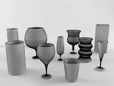 Glass Glassware Drink Alcohol Wine Crystal Furnishings Tablewar Free 3D model