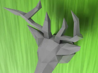 Deer trophy  PDF papercraft DIY origami template low poly 3D model
