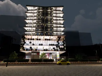 residential administrative and commercial tower 3D model