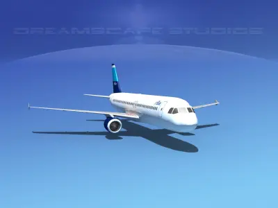 Airbus A320 LP Jet Blue Low-poly 3D model