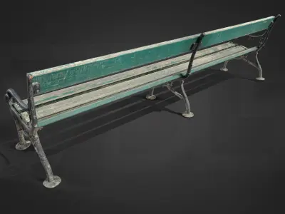 Garden Bench Wood Low-poly 3D model