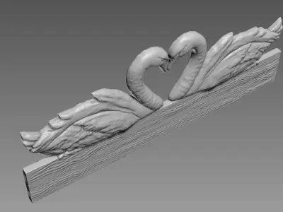 Swans Bas-relief 3D model