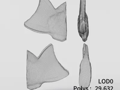 Cut Taiyaki 3D model Low-poly 3D model