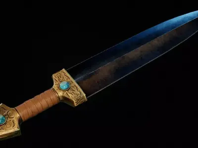 Ornate Mystic Short Sword Free low-poly 3D model