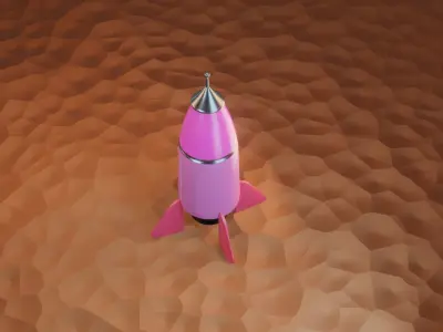 Low Polly 3D Rocket Low-poly 3D model