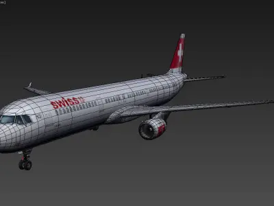 Lowpoly A321 Airplane 3D Model Low-poly 3D model