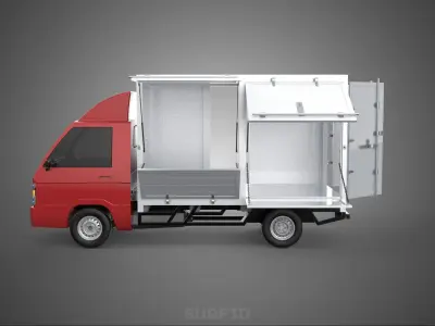 EMPTY SHIPMENT CUBE VAN BOX TRUCK PICKUP VEHICLE TRANSPORT CAR 3D model