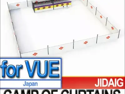 Japanese Camp of Curtains Jinmaku and Tobari 3D model