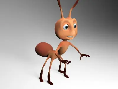 Rigged cartoon Ant character Low-poly 3D model