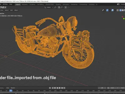Harley-Davidson WLA 1942 750cc 3D model