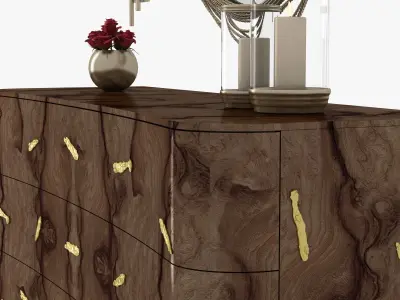 Brabbu kayan mirror  niku wall lamp and baraka chest 3D model