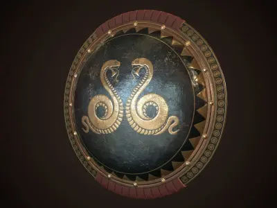 Hoplite Shield Snakes Low-poly 3D model