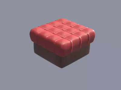 Tufted Leather Ottoman Free 3D model