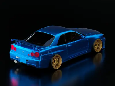Nissan Skyline R34 - Blue 3D model Free 3D model