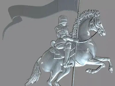 Knight on horseback and banner 3D print model
