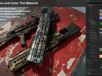 9 Modern Firearms Pack - AAA - Game Ready - Rigged Low-poly 3D model