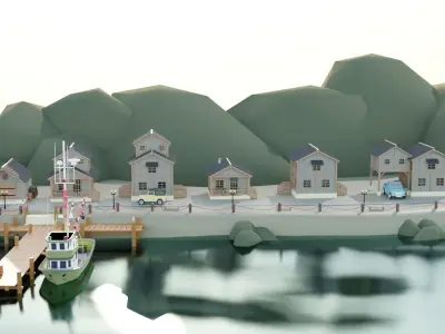 Fishermans Village Low-poly 3D model