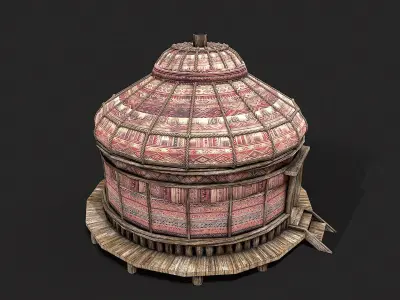 Traditional Yurt Nomads Tent with Interior 3 Low-poly 3D model