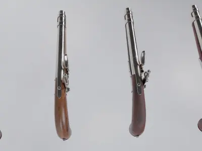 Low Poly PBR Flint Lock Musket Low-poly 3D model