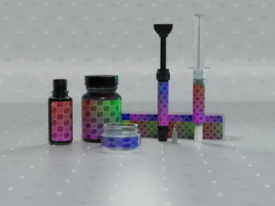 Cosmetic Bottles Syringes Tubs and Tubes 3D model