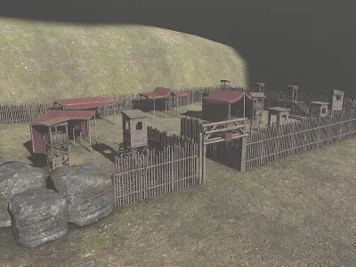 Ancient Military Camp Assets Low-poly 3D model